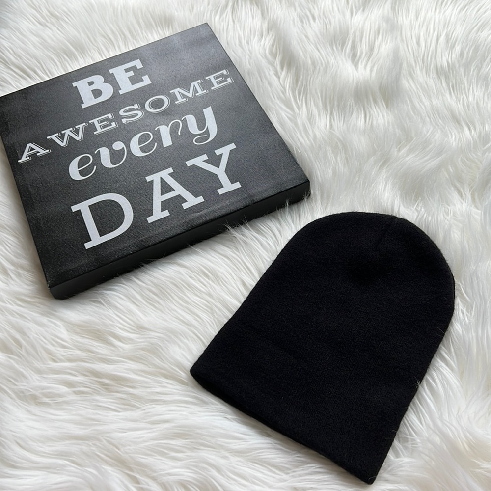 AuClair Black Knit Beanie Hat 100% Super Soft Acrylic